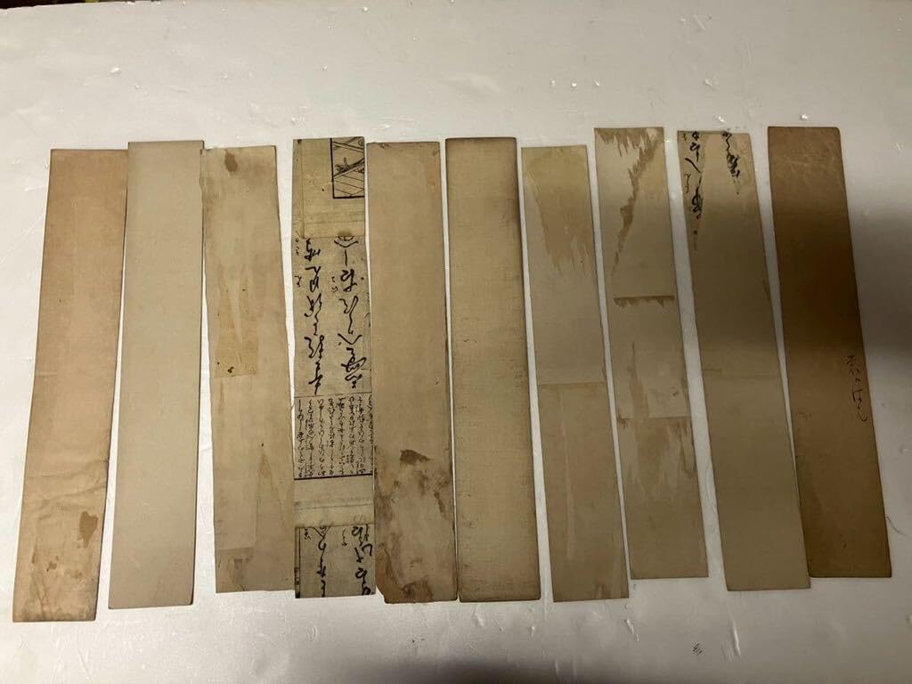 Amazon.co.jp: 古い短冊 肉筆 10枚 時代 書道和歌古文書古い短冊 肉筆